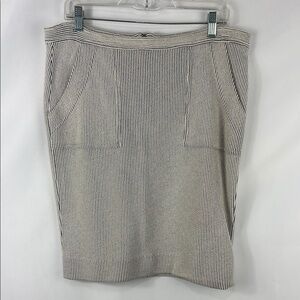 Marc Jacobs Cream Blue Striped Skirt with Pockets